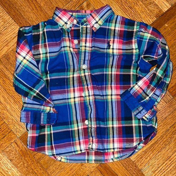 Ralph Lauren long sleeve button down plaid check shirt 9 months - Picture 2 of 2